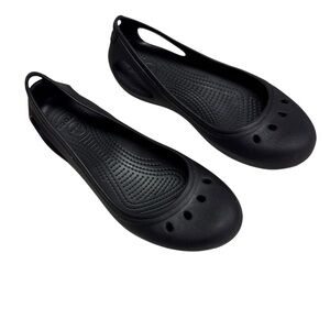Crocs Womens Kadee Ballet Flats Size 8 Black Rubber Comfort Slip On Waterproof